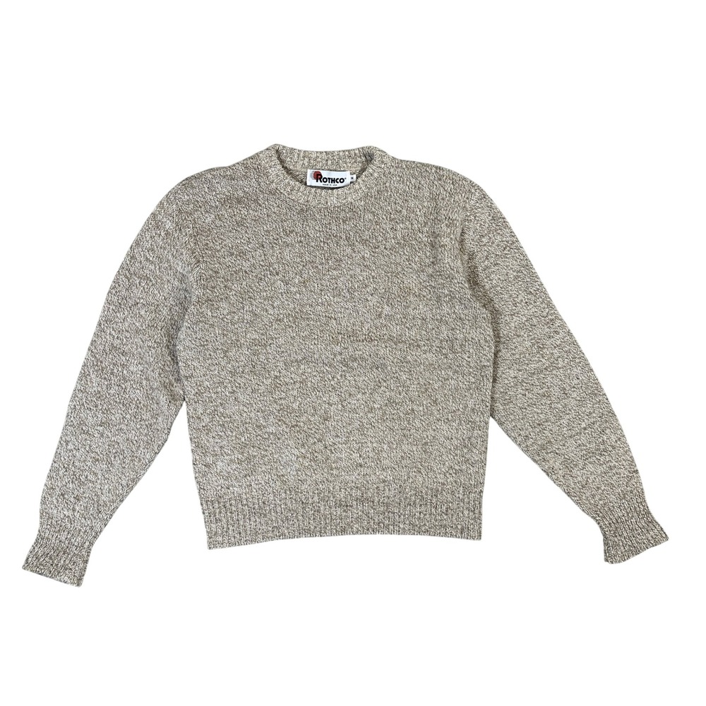 Rothco Mens Wool Blend Crewneck Sweater Oatmeal Marl Knit Made in USA Size M